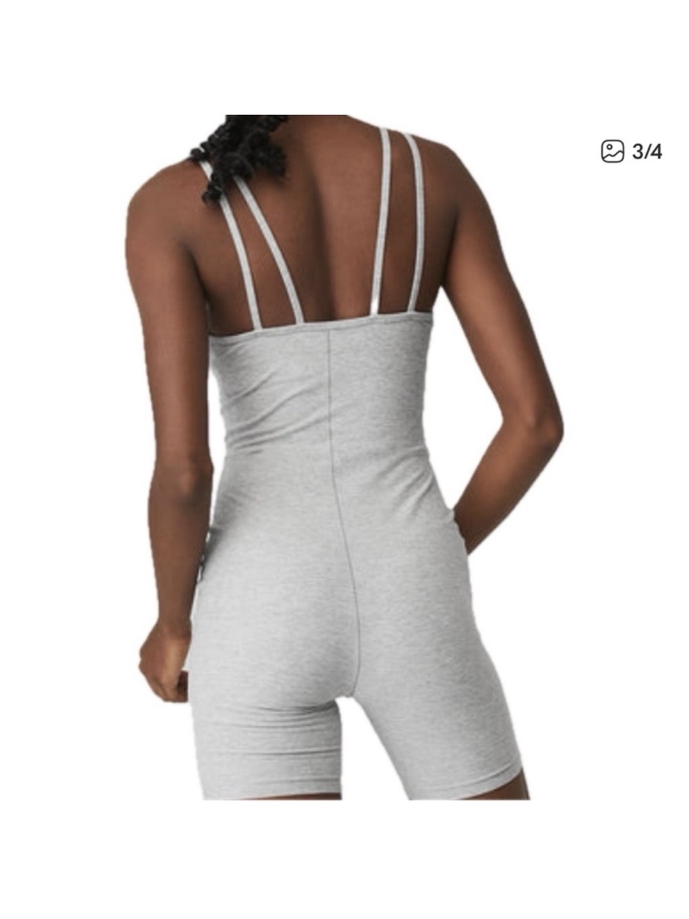 Alo Yoga Alosoft Suns Out Onesie Athletic Heather Grey 5” Sz XS 2-4 W8137R - Picture 3 of 10